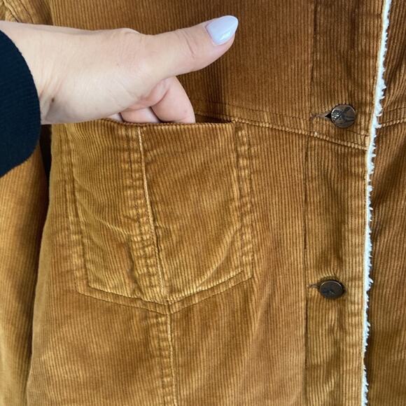 O’Neill Women Golden Caramel Sherpa Lined Corduroy Cropped Style Jacket Size L - Picture 7 of 10
